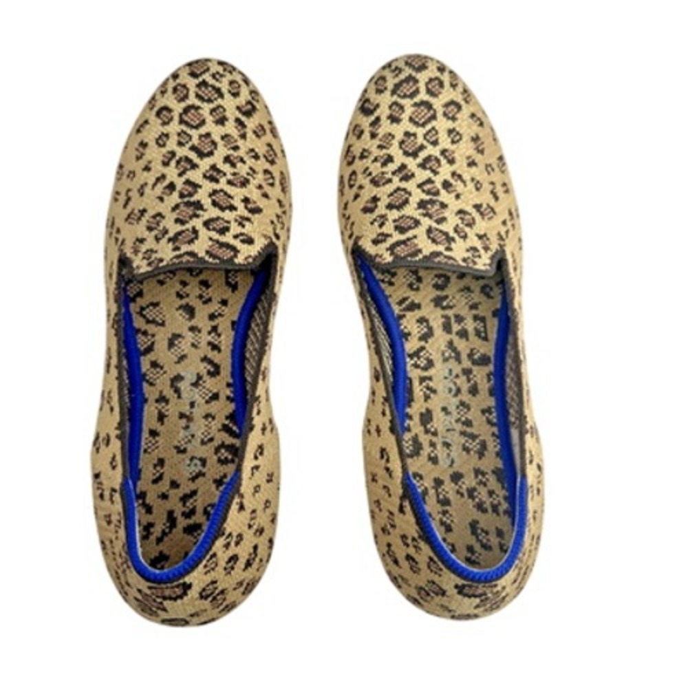 ROTHYS Shoes Size 8.5 Loafers Flats Retired Cheetah Leopard Animal Print Knit